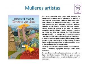 Mulleres artistas No cartel proposto este curso pola