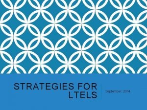 STRATEGIES FOR LTELS September 2014 CULTURALLY RESPONSIVE TEACHING