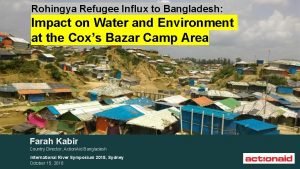 Rohingya Refugee Influx to Bangladesh Impact on Water