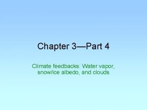 Chapter 3Part 4 Climate feedbacks Water vapor snowice