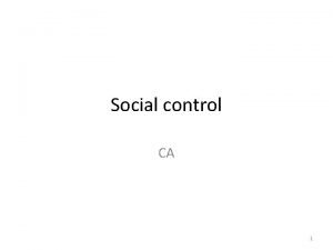 Characteristics of social control