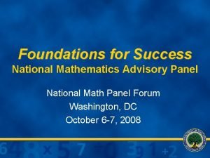 National mathematics advisory panel