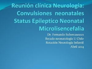 Reunin clnica Neurologa Convulsiones neonatales Status Epileptico Neonatal