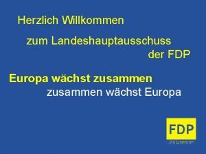 Herzlich Willkommen zum Landeshauptausschuss der FDP Europa wchst