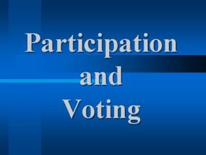 Participation and Voting Democracy and Political Participation l