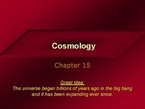 Cosmology Chapter 15 Great Idea The universe began