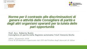 Norme per il contrasto alle discriminazioni di genere