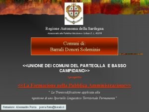 Regione Autonoma della Sardegna Assessorato alla Pubblica Istruzione