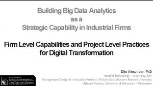 Building Big Data Analytics as a Strategic Capability