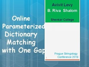 Avivit Levy B Riva Shalom Online Parameterized Shenkar