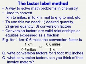 Factor label method chemistry
