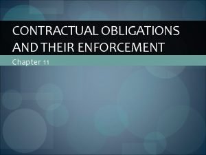 CONTRACTUAL OBLIGATIONS AND THEIR ENFORCEMENT Chapter 11 TRANSFER