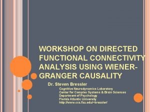 WORKSHOP ON DIRECTED FUNCTIONAL CONNECTIVITY ANALYSIS USING WIENERGRANGER