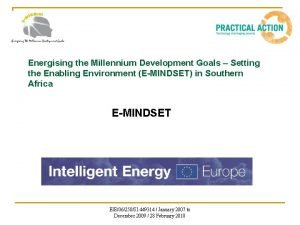 Energising the Millennium Development Goals Setting the Enabling