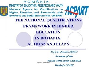 THE NATIONAL QUALIFICATIONS FRAMEWORK IN HIGHER EDUCATION IN