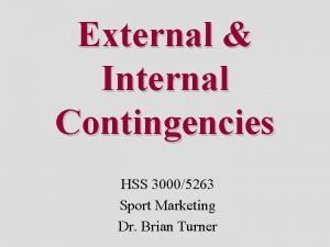 External Internal Contingencies HSS 30005263 Sport Marketing Dr