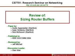 CS 7701 Research Seminar on Networking http arl