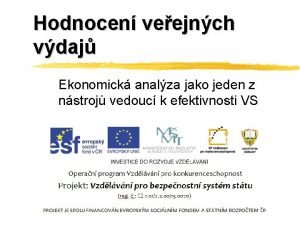 Hodnocen veejnch vdaj Ekonomick analza jako jeden z