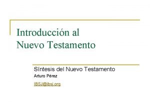 Divisiones del nuevo testamento Divisiones del nuevo testamento