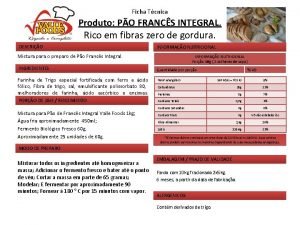 Ficha técnica pão francês Ficha técnica pão francês