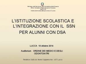 Ministero dellIstruzione dellUniversit e della Ricerca Ufficio Scolastico