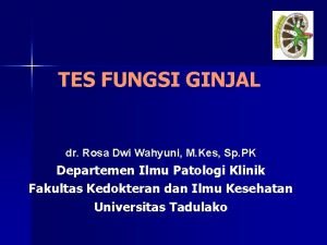 TES FUNGSI GINJAL dr Rosa Dwi Wahyuni M