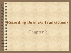 Recording Business Transactions Chapter 2 Objective 1 Use