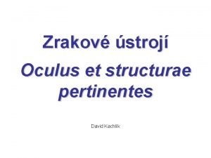 Zrakov stroj Oculus et structurae pertinentes David Kachlk