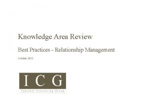 Knowledge Area Review Best Practices Relationship Management October