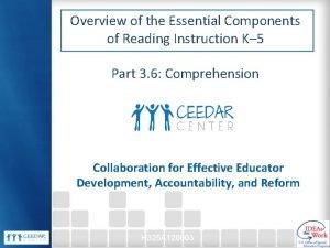 Overview of the Essential Components of Reading Instruction