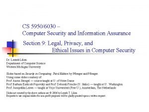 CS 59506030 Computer Security and Information Assurance Section