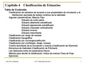 Capitulo 4 Clasificacin de Estuarios Tabla de Contenido