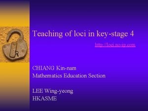 Teaching of loci in keystage 4 http loci