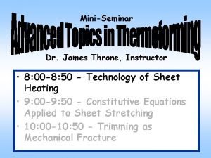 MiniSeminar Dr James Throne Instructor 8 00 8