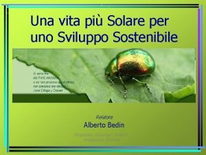 Una vita pi Solare per uno Sviluppo Sostenibile