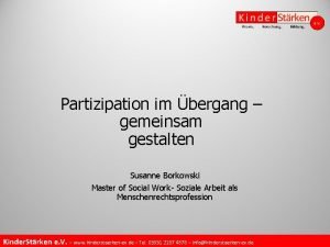 Partizipation im bergang gemeinsam gestalten Susanne Borkowski Master