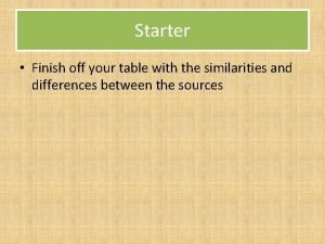 Starter Finish off your table with the similarities