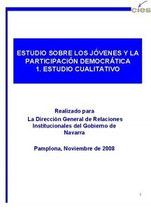 ESTUDIO SOBRE LOS JVENES Y LA PARTICIPACIN DEMOCRTICA