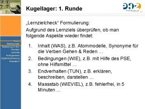 Kugellager 1 Runde Lernzielcheck Formulierung Aufgrund des Lernziels