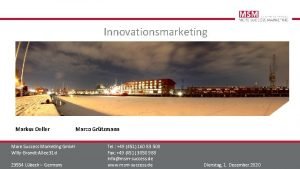 Innovationsmarketing Markus Oeller Marco Grtzmann More Success Marketing