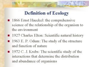 Ernst haeckel 1866 ecology