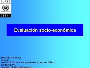 Evaluacin socioeconmica Eduardo Aldunate Experto rea de Polticas