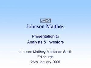 Johnson matthey investor relations Johnson matthey investor relations