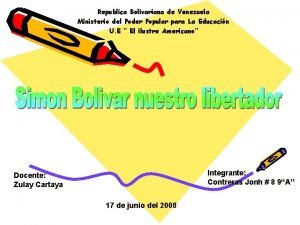 Republica Bolivariana de Venezuela Ministerio del Poder Popular