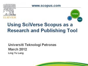 www scopus com Using Sci Verse Scopus as