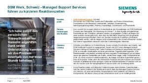 DSM Werk Schweiz Managed Support Services fhren zu