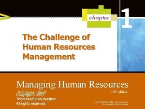 The Challenge of Human Resources Management Managing Human