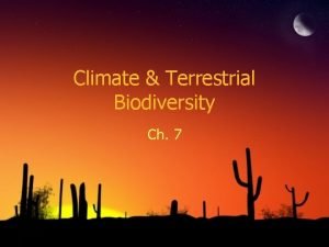 Climate Terrestrial Biodiversity Ch 7 What is Climate