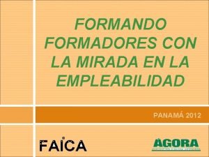 FORMANDO FORMADORES CON LA MIRADA EN LA EMPLEABILIDAD