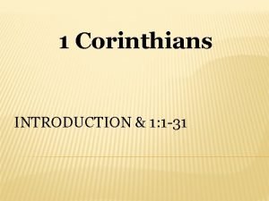 1 corinthians introduction